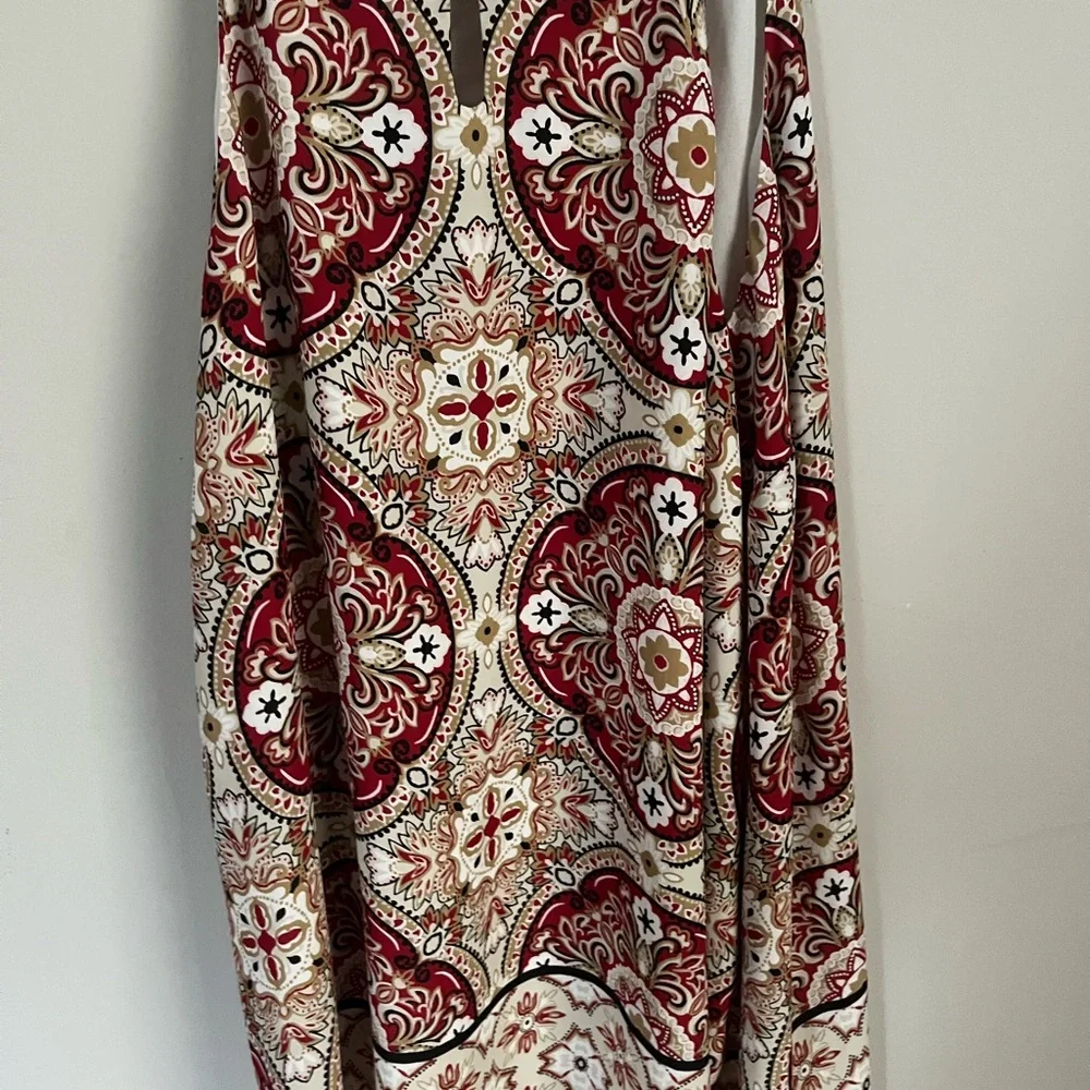 INC International Concepts Red and White Floral Blouse - Picture 2 of 8